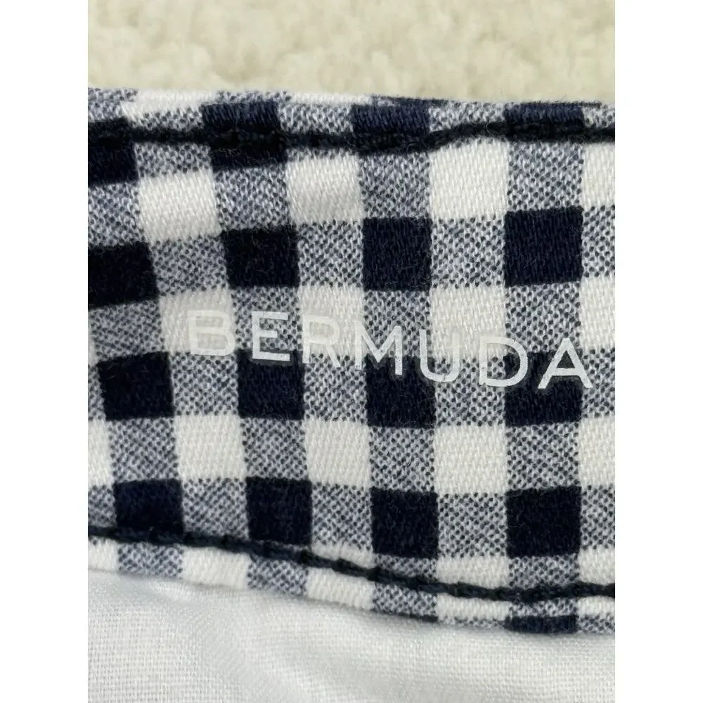St John's Bay Bermuda Shorts Blue White Gingham Check Stretch Womens 12